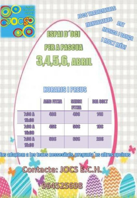 Espai d'Oci per a Pasqua 2018 JOCS Vila-real