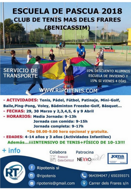 Escuela de Pascua 2018 Club Tenis Mas del Frares