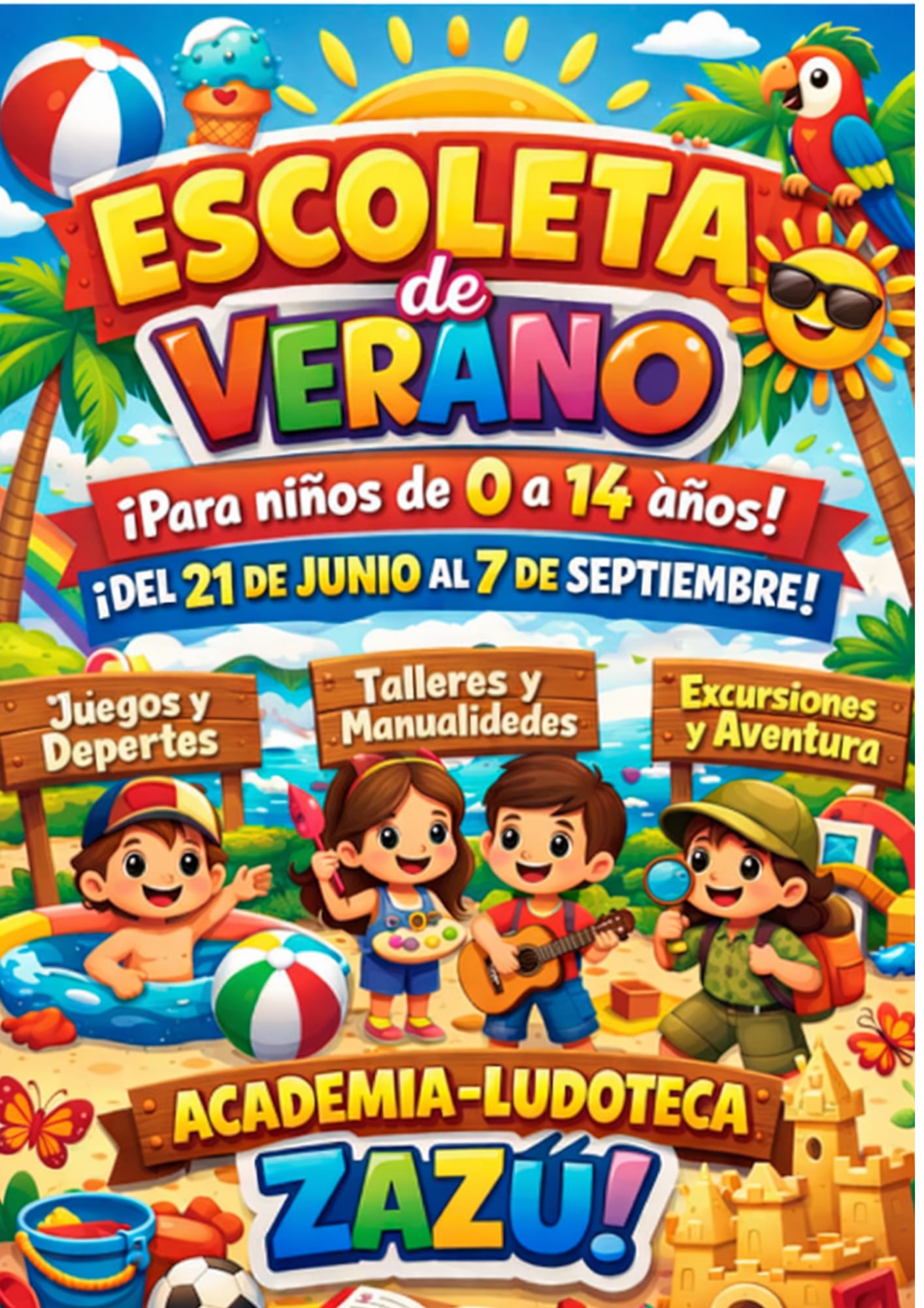 cartel escuela de verano zazu 2026